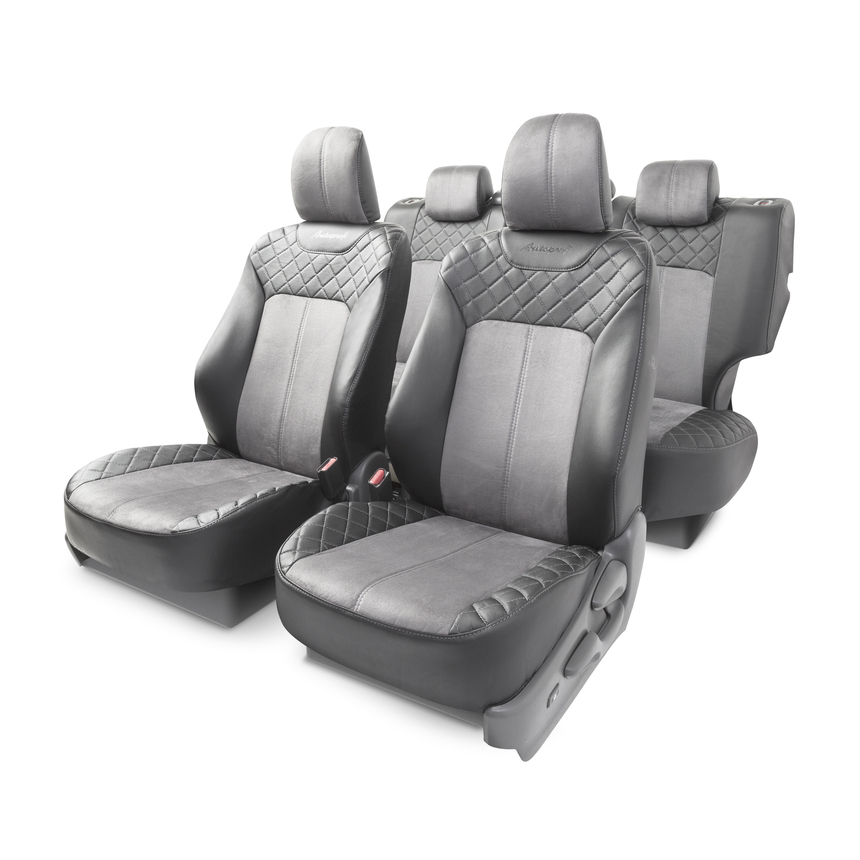 Чехлы на сиденья модельные алькантара TOYOTA Land Cruiser Prado 3 (2009+) LCP-3SV(09+)40-20-40 A BK/D.GY