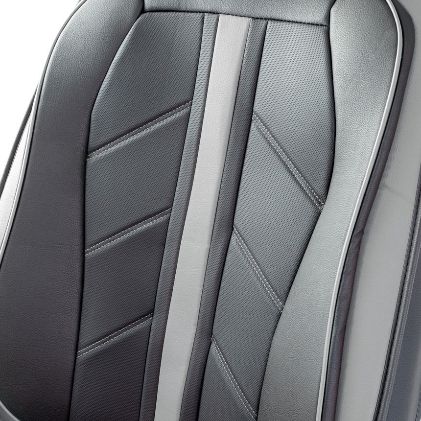 Каркасные 3D накидки на передние сиденья "Car Performance", 2 шт., экокожа CUS-3012 BK/GY Каркасные 3D накидки на передние сиденья "Car Performance", 2 шт., экокожа CUS-3012 BK/GY