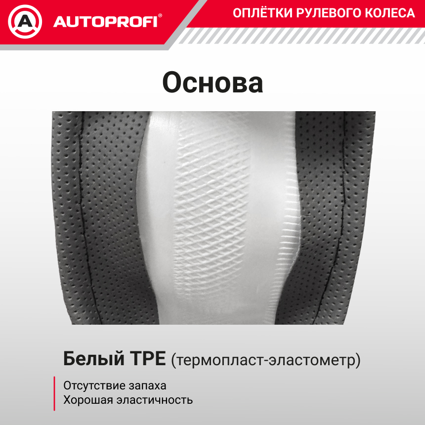 Оплетка руля с гелевым наполнителем AUTOPROFI GL-1020 BK/GY (M)