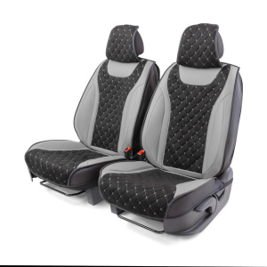 Каркасные 3D накидки на передние сиденья "Car Performance", 2 шт., экокожа/алькантара CUS-3044 BK/GY Каркасные 3D накидки на передние сиденья "Car Performance", 2 шт., экокожа/алькантара CUS-3044 BK/GY