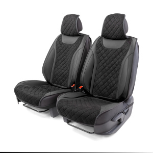 Каркасные 3D накидки на передние сиденья "Car Performance", 2 шт., экокожа/алькантара CUS-3044 BK/BK Каркасные 3D накидки на передние сиденья "Car Performance", 2 шт., экокожа/алькантара CUS-3044 BK/BK