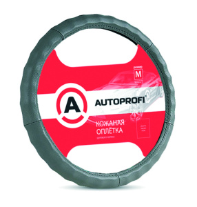Кожаная оплётка руля AUTOPROFI AP-265 D.GY (L)