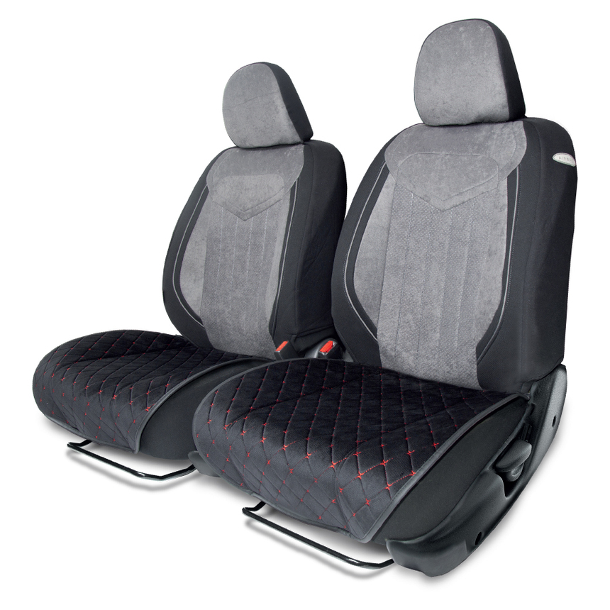Накидки на нижнюю часть переднего сиденья AUTOPROFI, алькантара ALC-0210 BK/RD Накидки на нижнюю часть переднего сиденья AUTOPROFI, алькантара ALC-0210 BK/RD