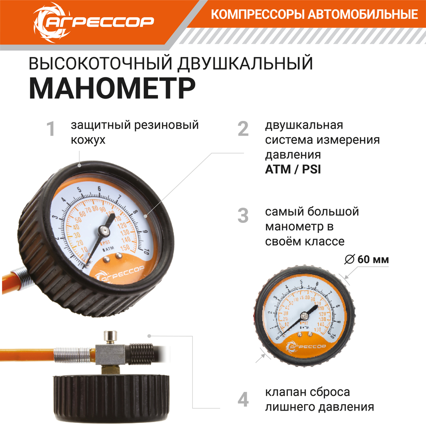 Компрессор воздушный АГРЕССОР, 300 л./мин. AGR-300K