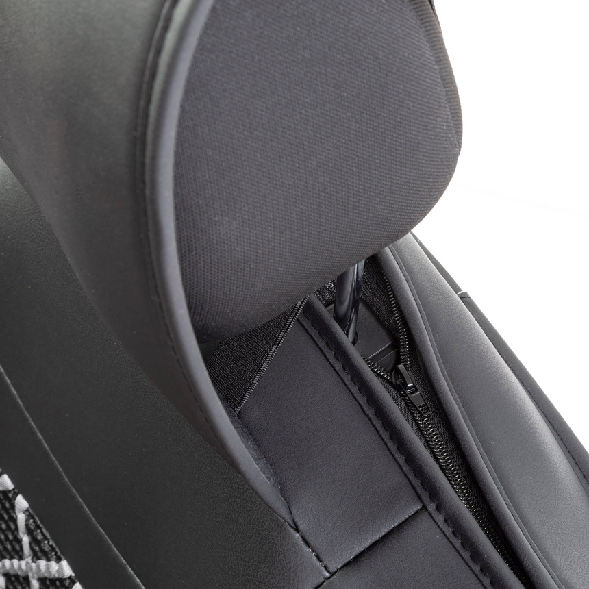 Каркасные накидки на передние сиденья "Car Performance", 2 шт., экокожа CUS-2092 BK/GY Каркасные накидки на передние сиденья "Car Performance", 2 шт., экокожа CUS-2092 BK/GY