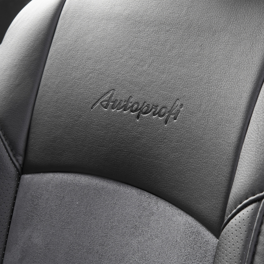 Накидка на сиденье каркасная AUTOPROFI экокожа/алькантара HIT-310A BK/D.GY