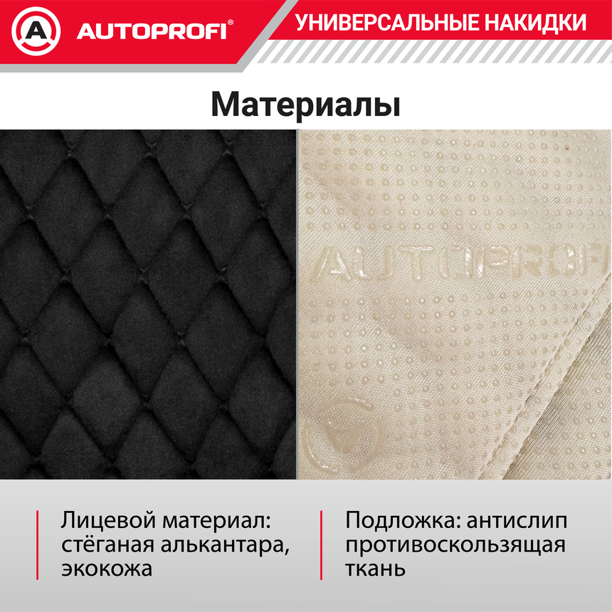 Накидки "Grande", комплект на весь салон, стёганая алькантара + эко-кожа GRN-1100 BK/BK