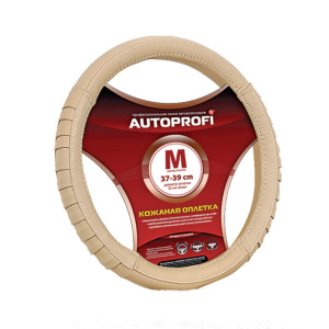 Кожаная оплётка руля AUTOPROFI AP-470 D.BE (M)