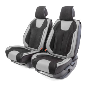 Каркасные 3D накидки на передние сиденья "Car Performance", 2 шт., экокожа/алькантара CUS-3034 BK/GY