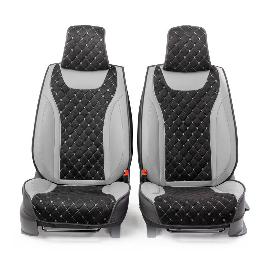 Каркасные 3D накидки на передние сиденья "Car Performance", 2 шт., экокожа/алькантара CUS-3044 BK/GY Каркасные 3D накидки на передние сиденья "Car Performance", 2 шт., экокожа/алькантара CUS-3044 BK/GY
