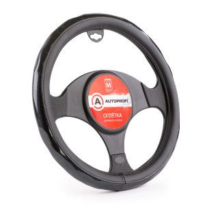 Оплётка руля AUTOPROFI из экокожи AP-1933 BK/BK (M)