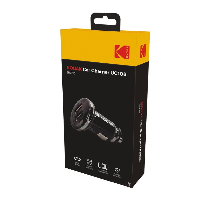 Автомобильное зарядное устройство KODAK для телефона/планшета, USBх2, Quick Charge 3.0. UC108 Автомобильное зарядное устройство KODAK для телефона/планшета, USBх2, Quick Charge 3.0. UC108
