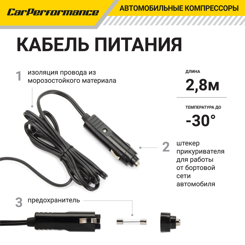 Компрессор воздушный CarPerformance, 35 л./мин. CP-35