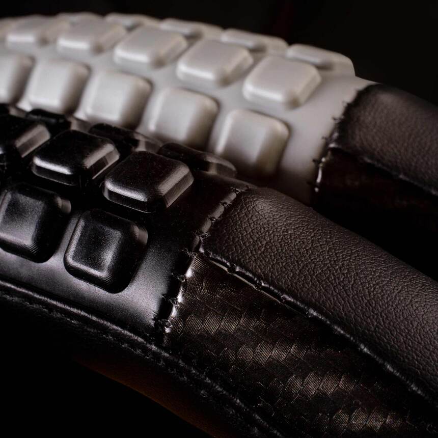 Кожаная оплётка на руль Car Performance со вставками CP-2060 BK/GY (S)