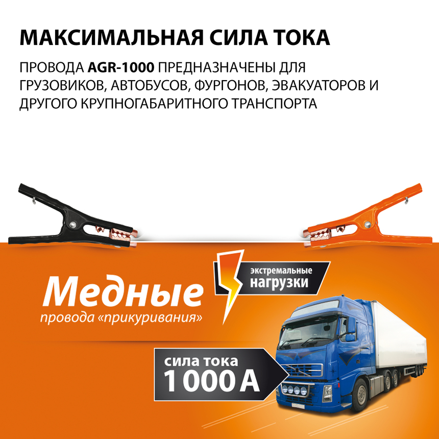 Медные провода прикуривания "Агрессор" AGR-1000 Медные провода прикуривания "Агрессор" AGR-1000