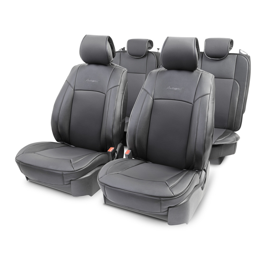 Накидки на сиденья каркасные AUTOPROFI экокожа HIT-1110G BK/BK