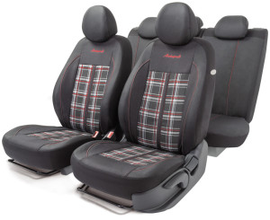 Комплект чехлов на сиденья Polo GTi, материал жаккард GTI-1102 BK/GY/RD
