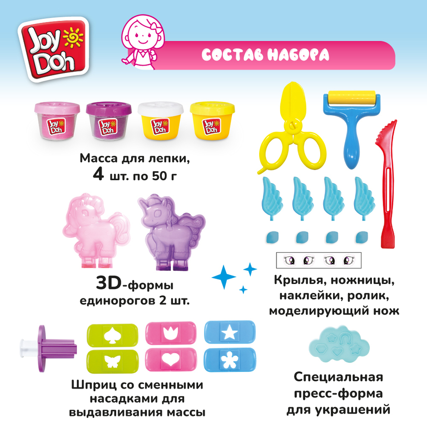 Масса для лепки Joy-Doh, набор МИР ЕДИНОРОГОВ UNIC-200 pot