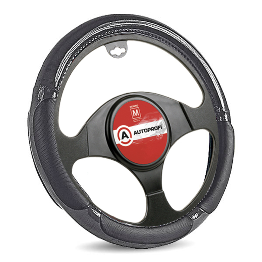 Спонжевая оплетка руля AUTOPROFI SP-5022 BK/BK.WOOD (M)