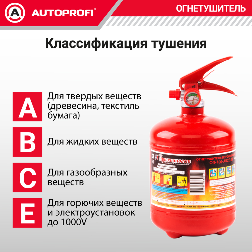 Огнетушитель порошковый закачной ОП-1(з)-ABCE-01