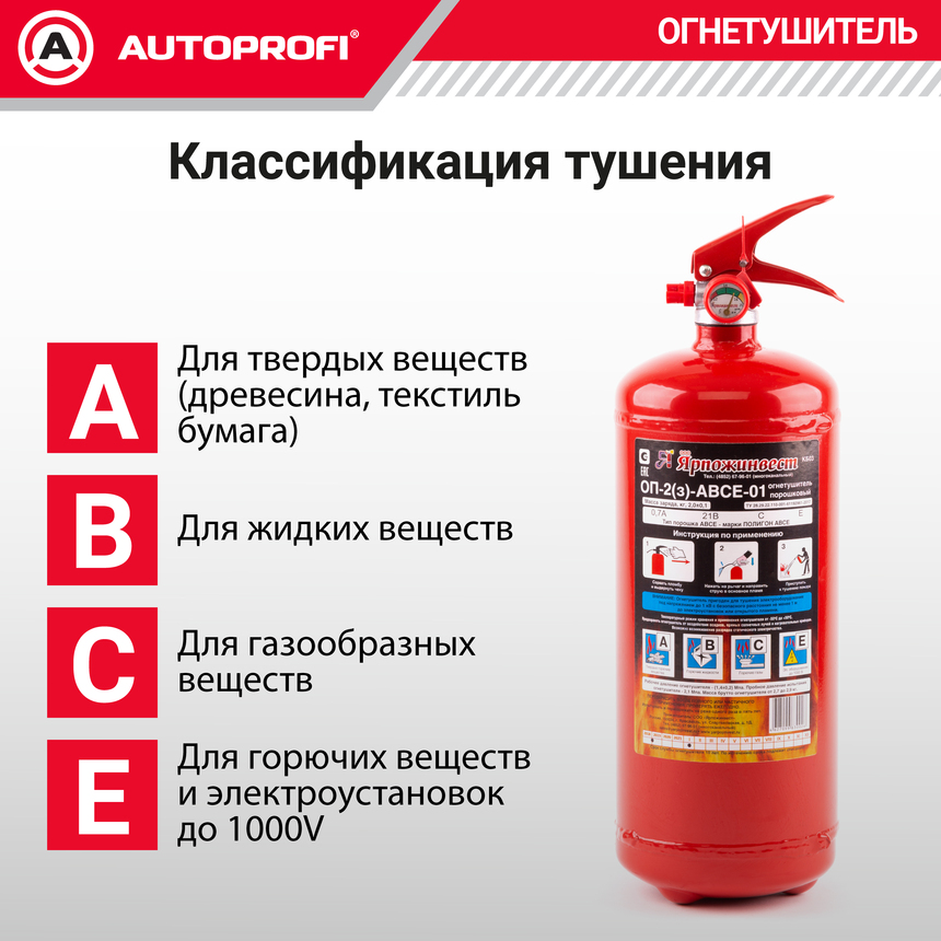 Огнетушитель порошковый закачной ОП-2(з)-ABCE-01