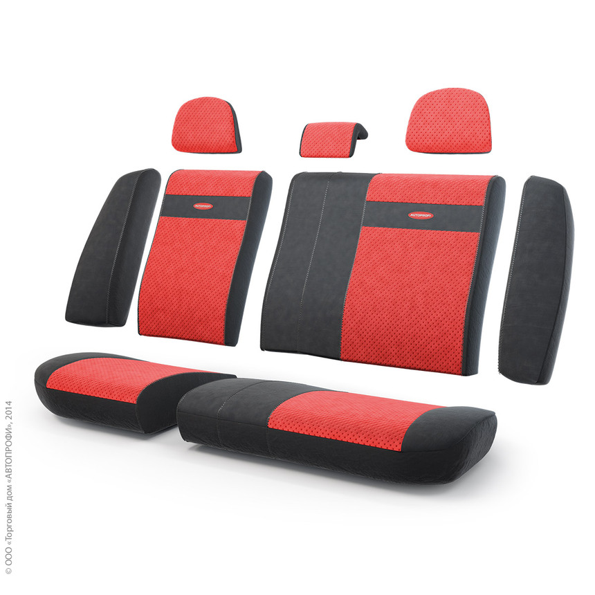 Чехлы на сиденья трансформеры задний ряд TRS-002 BK/RD