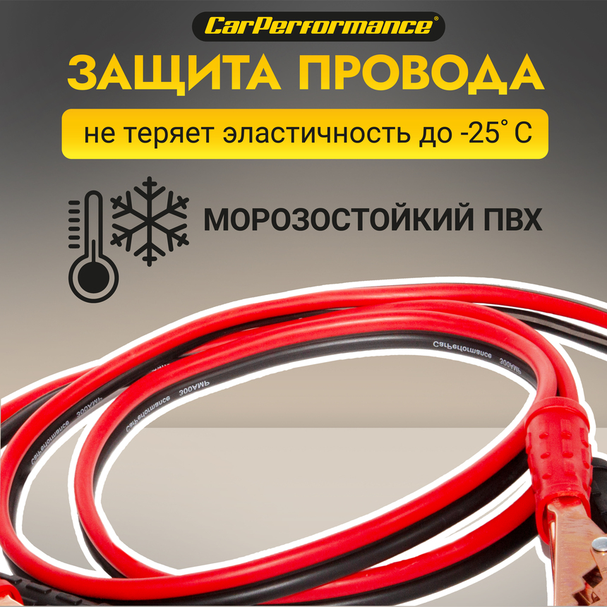 Провода прикуривания CarPerfomance 300 А, 2,2 м. CP/BC-3022 Провода прикуривания CarPerfomance 300 А, 2,2 м. CP/BC-3022