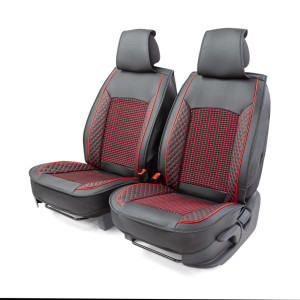 Каркасные накидки на передние сиденья "Car Performance", 2 шт., экокожа CUS-2102 BK/RD