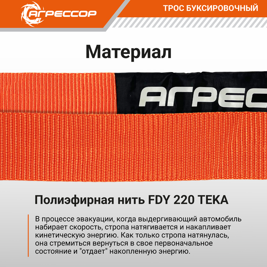 Трос динамический АГРЕССОР 10 т., 9 х 0,075 м. TRD-1000