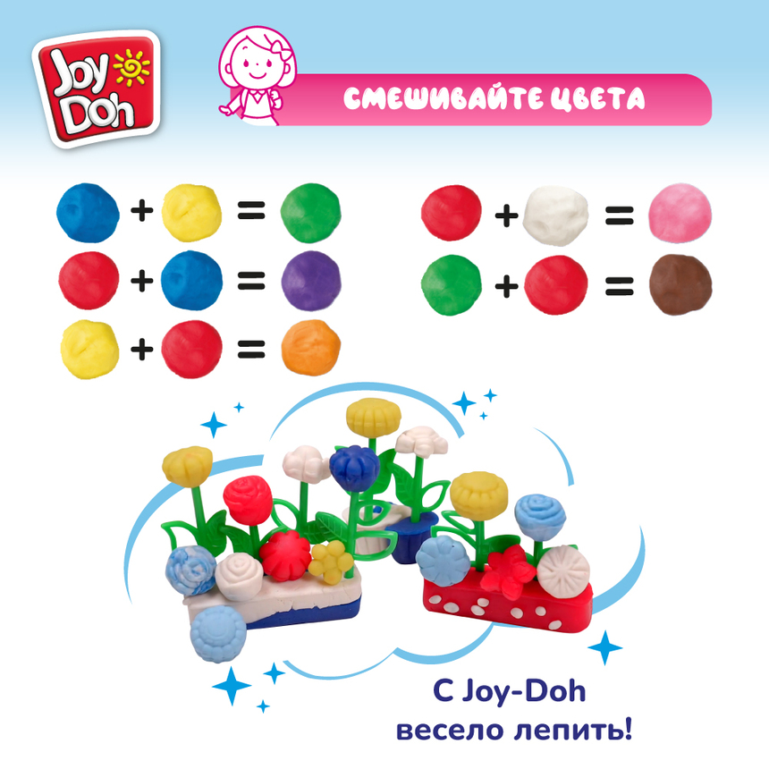 Масса для лепки Joy-Doh, набор ЦВЕТОЧНАЯ ОРАНЖЕРЕЯ FLOW-200 bag
