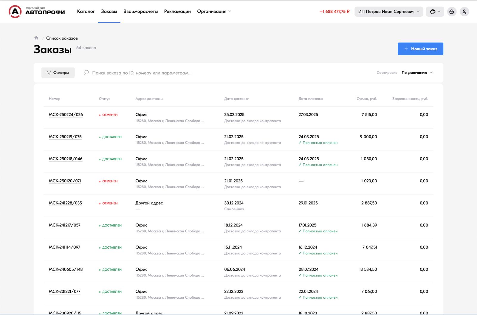 Управление заказами